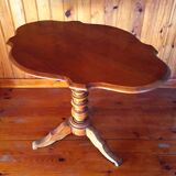 Antique furniture table 19th pedestal table oval tripod shape violin walnut solid provincial crafts
