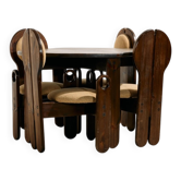 Ensemble de salle à manger en pin hongrois par Mária Szedleczky, années 1970, ensemble de 5.