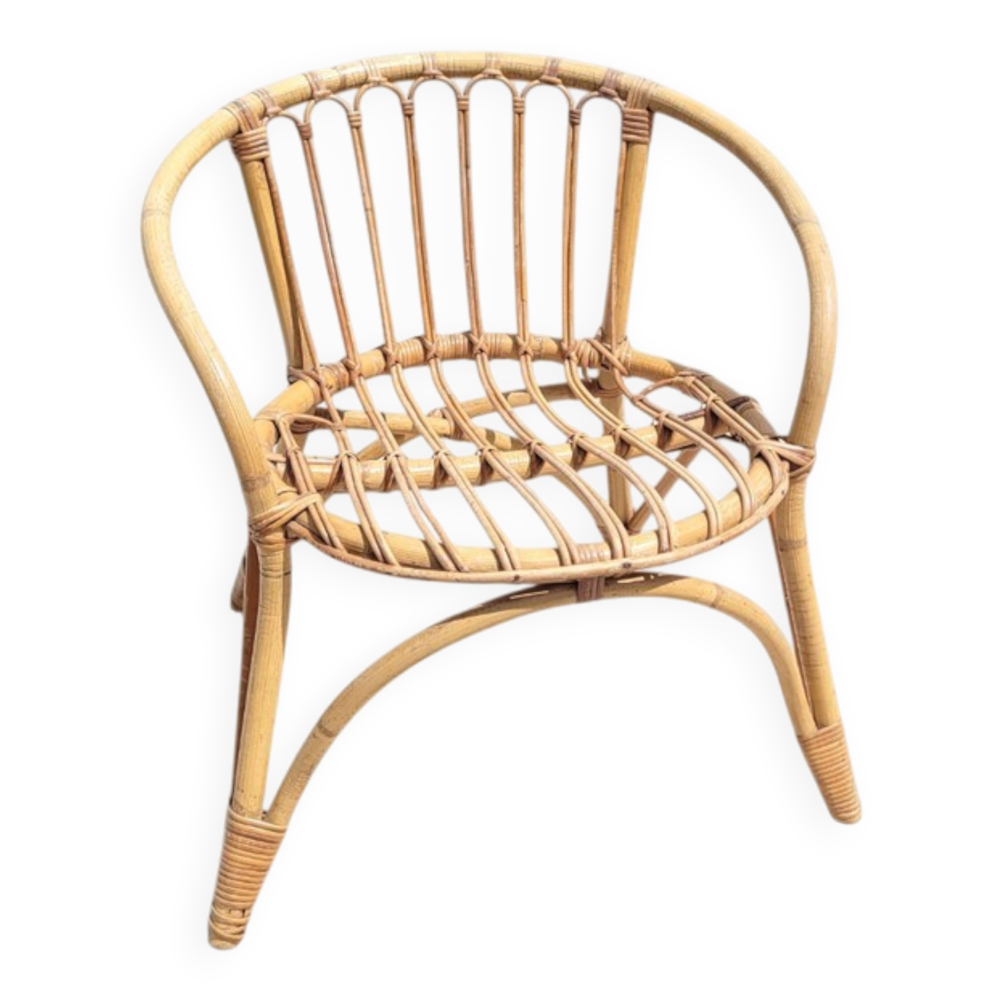 Small vintage rattan children's armchair