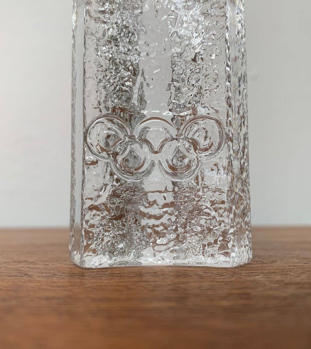 Olympics glass candle holder by Lars Hellsten for Orrefors, Sweden, 1984