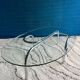 Oval coffee table 1970 beveled glass