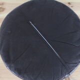 Round pouf leather patchwork 70's