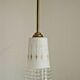 French vintage retro white & clear glass shade & gold metal ceiling light 3599
