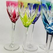 Saint-Louis, 6 Monaco model glasses in coloured crystal, 21.5 cm
