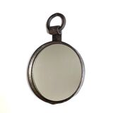Round cast iron ironworker's mirror with ring, 1950s