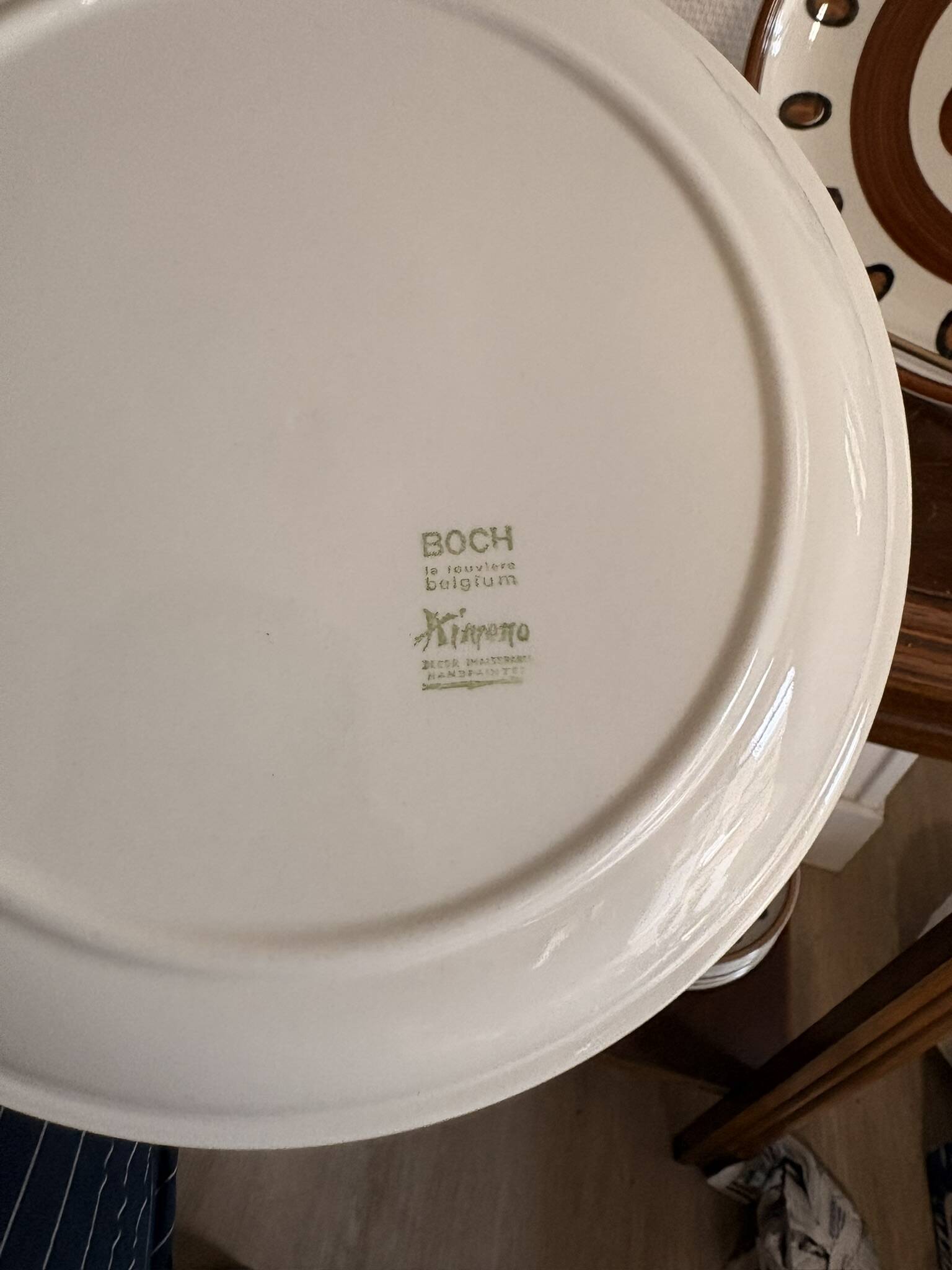Lot 7 Flat Plates Boch Louvière Kimono Tulip Brown Flowers Vintage