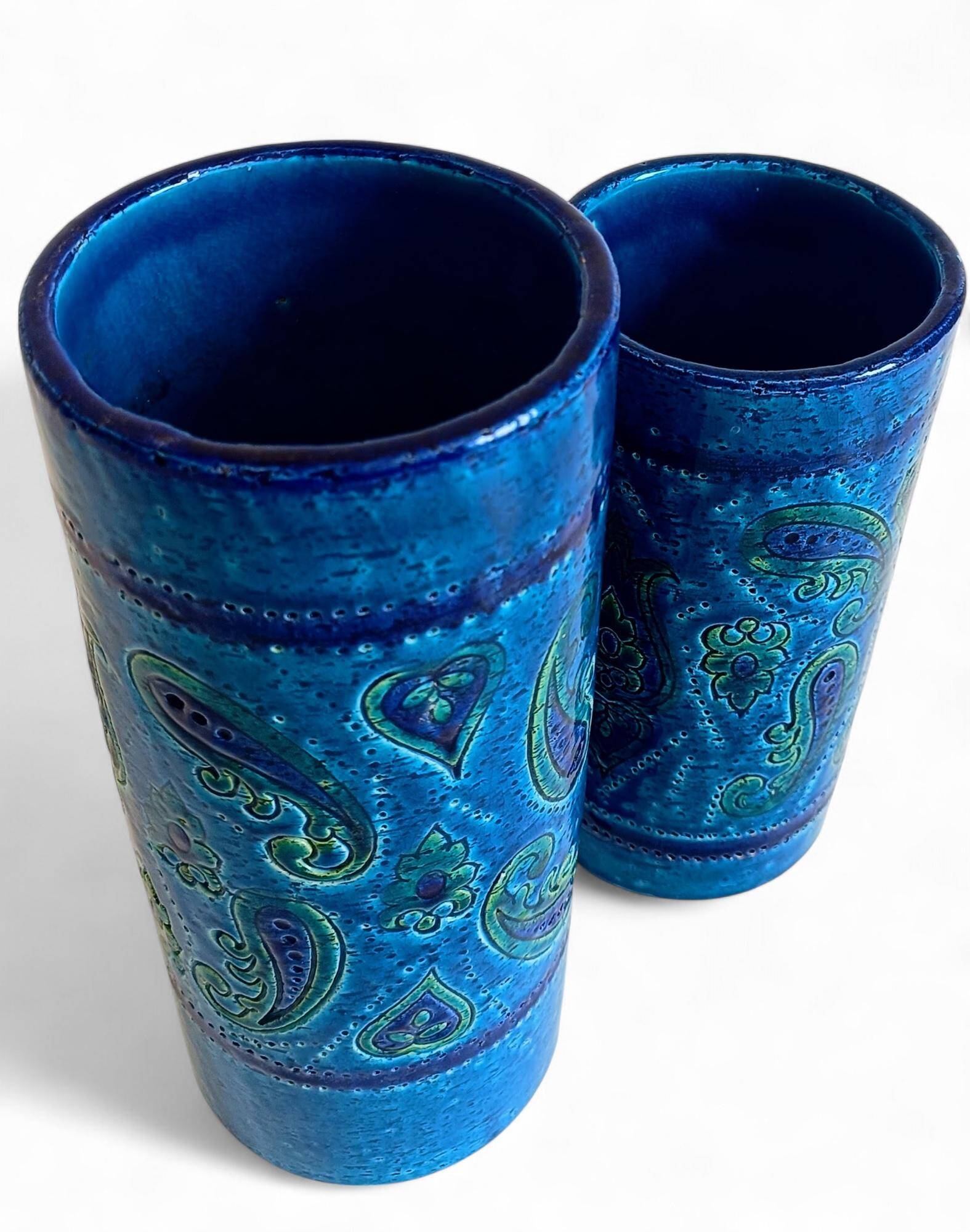 Vases en céramique Rimini Blu d'Aldo Londi, Bitossi, Italie, années 1960.