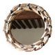Circular beveled mirror, double twisted stainless steel crown