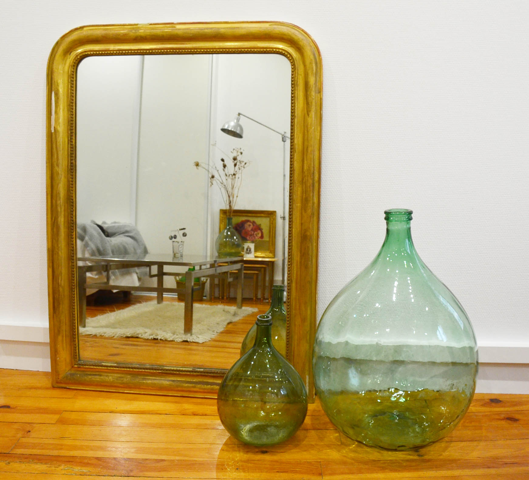 Late 19th century Napoleon III wood and stucco fireplace mirror 87x117cm