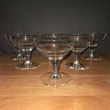 6 engraved champagne glasses from the 30s/40s