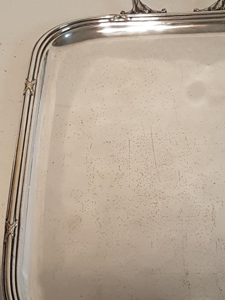 Louis XVI style silver metal tray