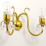 Lobmeyr Vienna Belle large wall sconce in brass and crystal, Austria, 1950s