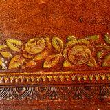 Mahogany and leather coffee table from the 19th century.