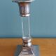 Silver-plated metal candlestick and lucite plexiglass