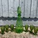 Liqueur service coloured glass empoli, vintage green carafe