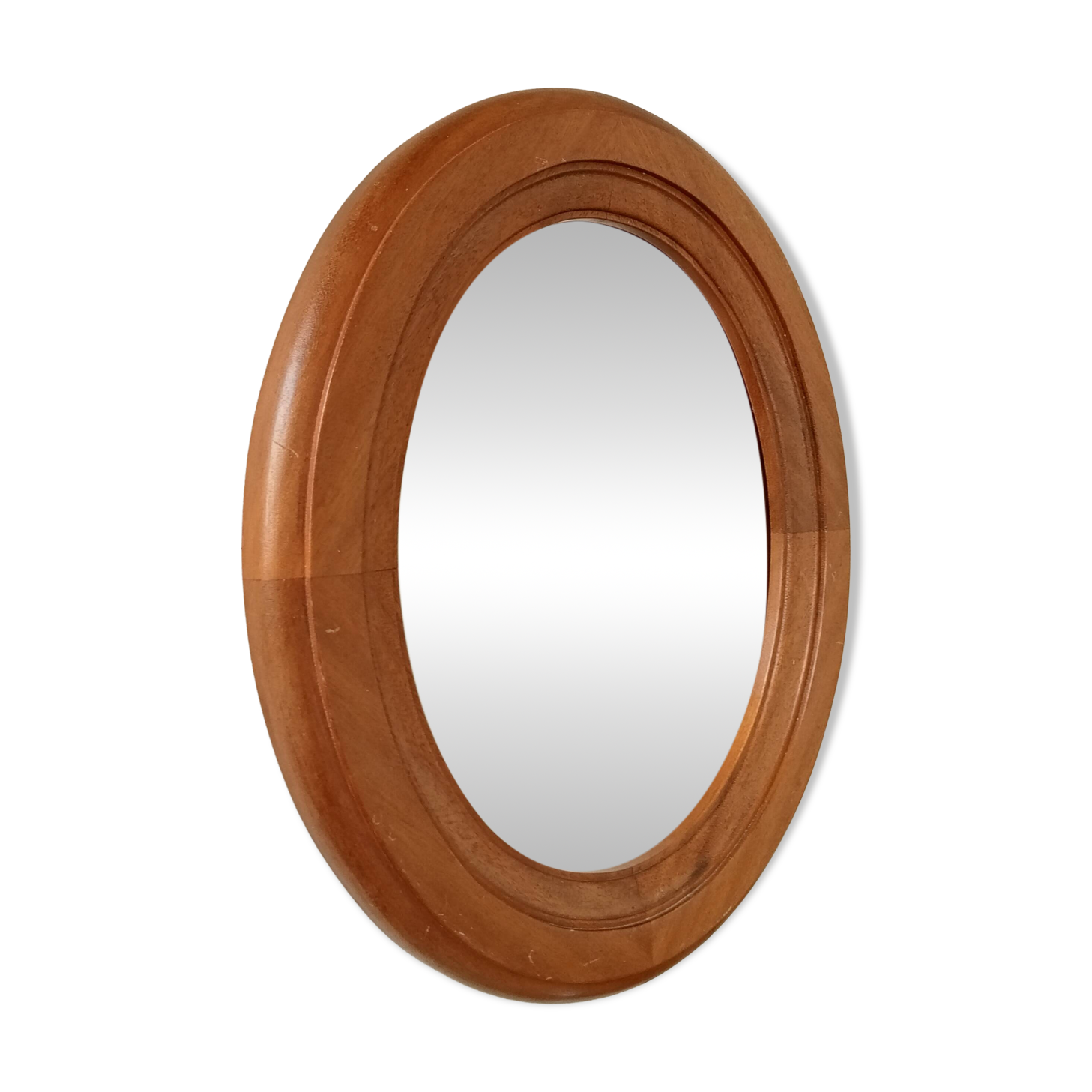 Vintage oval mirror in solid oak 36*31 cm