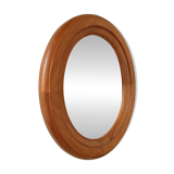 Vintage oval mirror in solid oak 36*31 cm