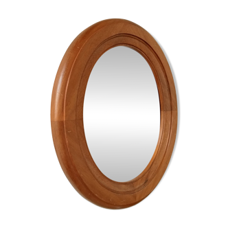 Miroir ovale vintage en chêne massif 36*31 cm