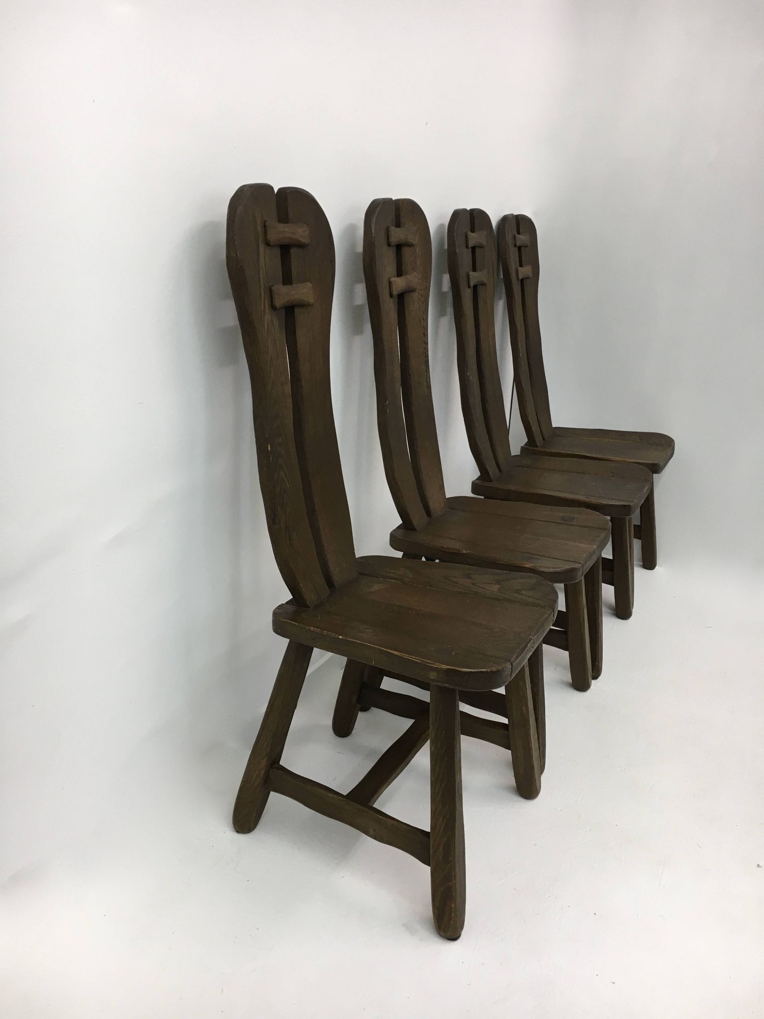 Set of 4 Belgian Brutalist Dining Chairs from De Puydt, 1970’s