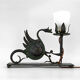 Wrought iron dragon table lamp, circa 1900