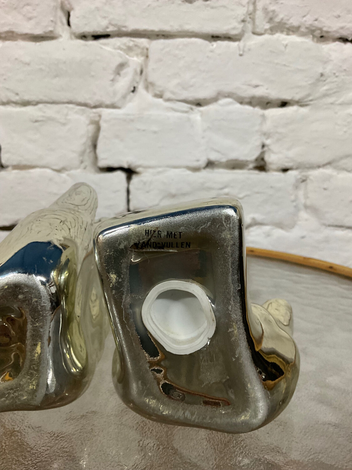 Pair of chrome ceramic hand bookends from the 70s and 80s