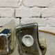 Pair of chrome ceramic hand bookends from the 70s and 80s