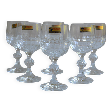6 verres à porto en cristal de Bohème Tchécoslovaquie
