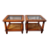 Pair of wooden and cane sofa ends
