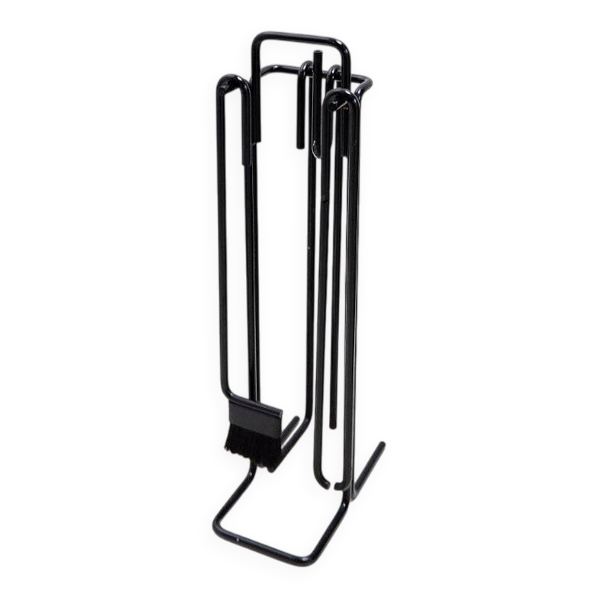 Ensemble d'accessoires de cheminée minimaliste en métal noir 'Mace-Line' par Ann Maes - 1970s