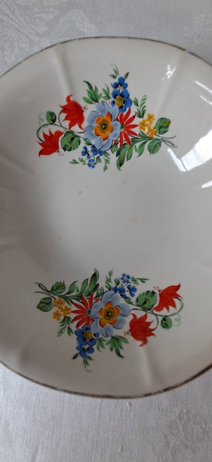 Coupelles vintage Digoin Sarreguemines. Décalcomanies de fleurs