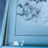 Two vintage paintings made with feathers, hummingbird motif