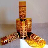 Six mustard long drink glasses