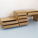 Trois commodes et consoles à tiroirs en frêne naturel huilé