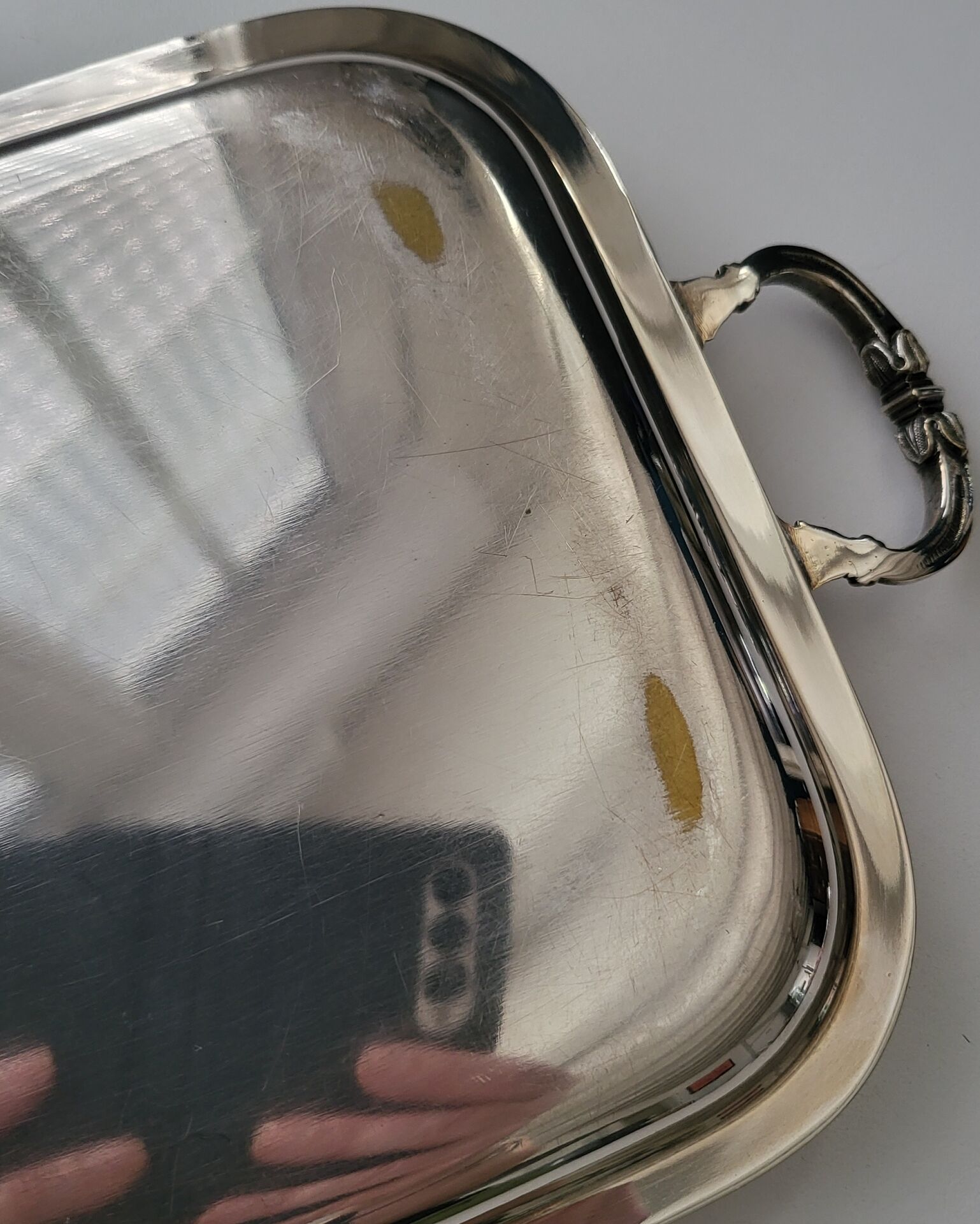 Small tray with metal handles in silver-plated by silversmith Durousseau.