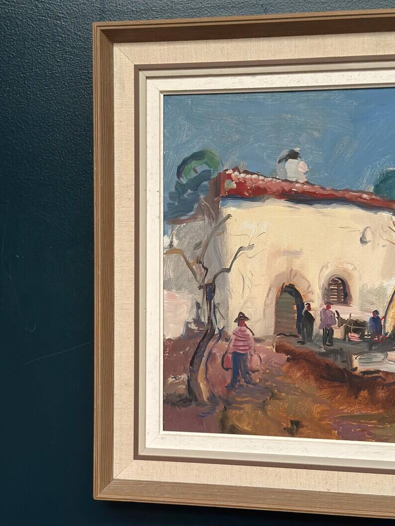 Original Swedish Oil on Canvas – “Mediterranean Scene” by Axel Hamborn – Signed – Vintage & Framed