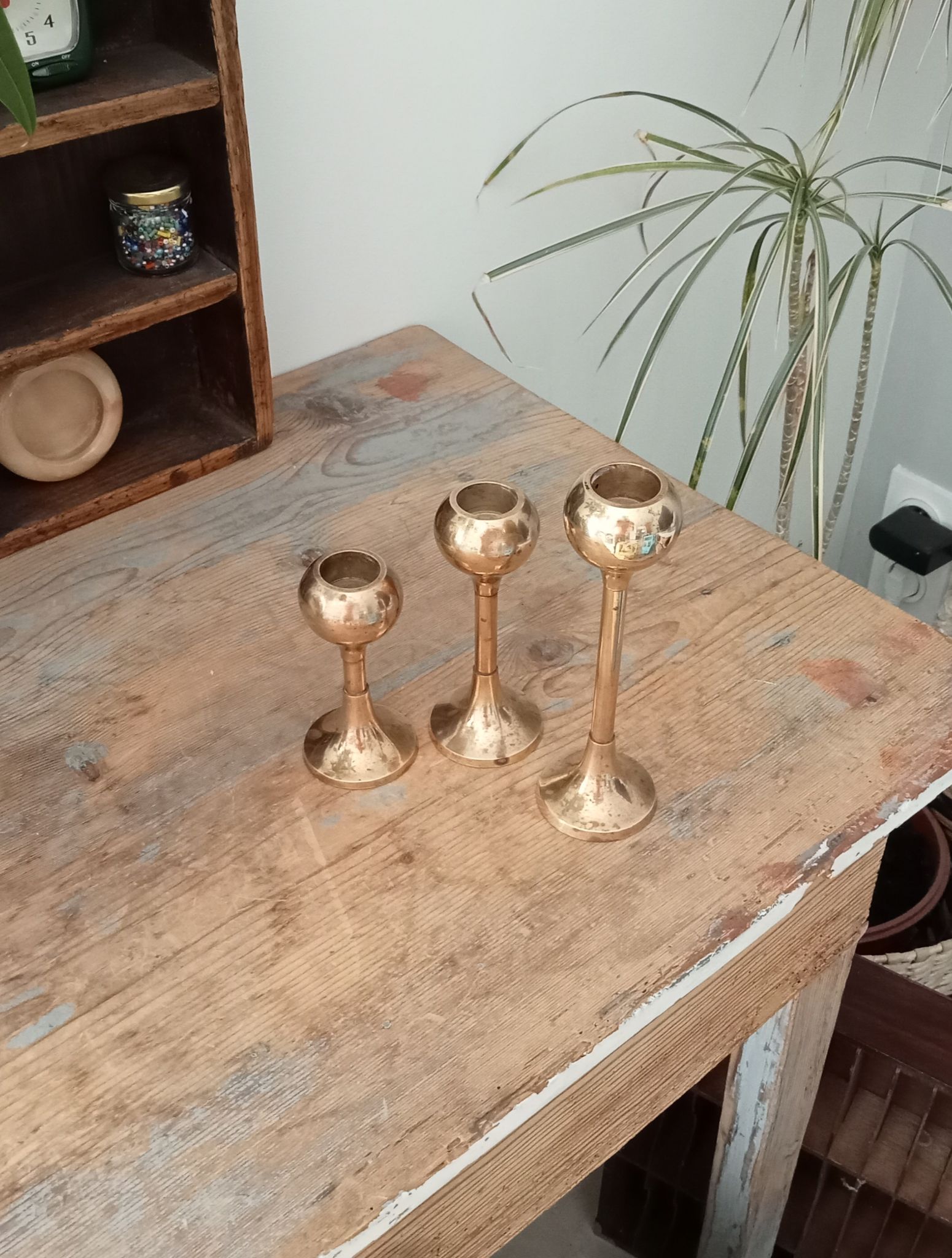 Set of 3 vintage scandinavian candle holders 50s/60s