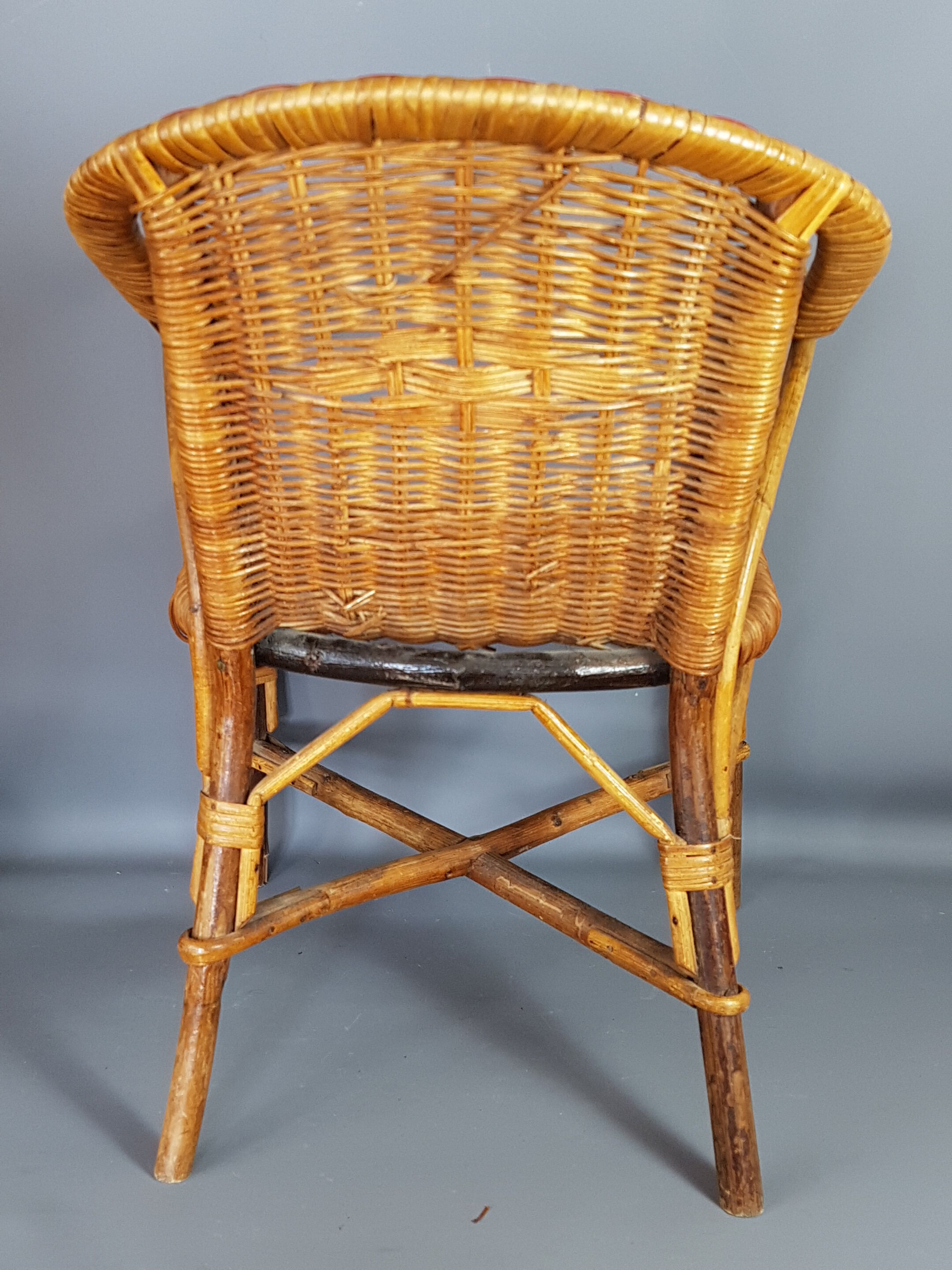 Fauteuil enfant rotin & osier vintage 70s