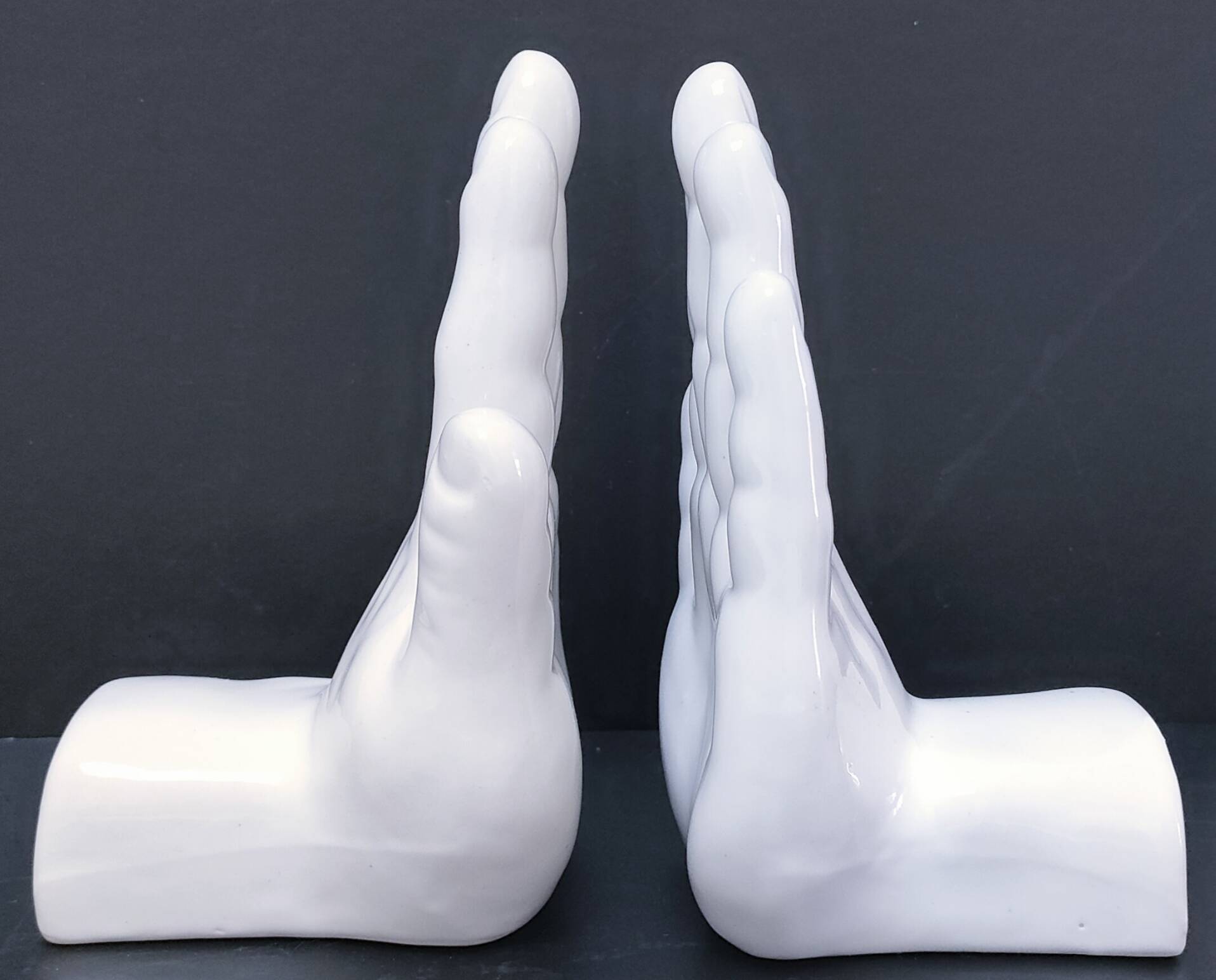 Pair of 80s design ceramic hand bookends