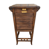 Meuble à partitions ancien à rideau en bois – début XXe