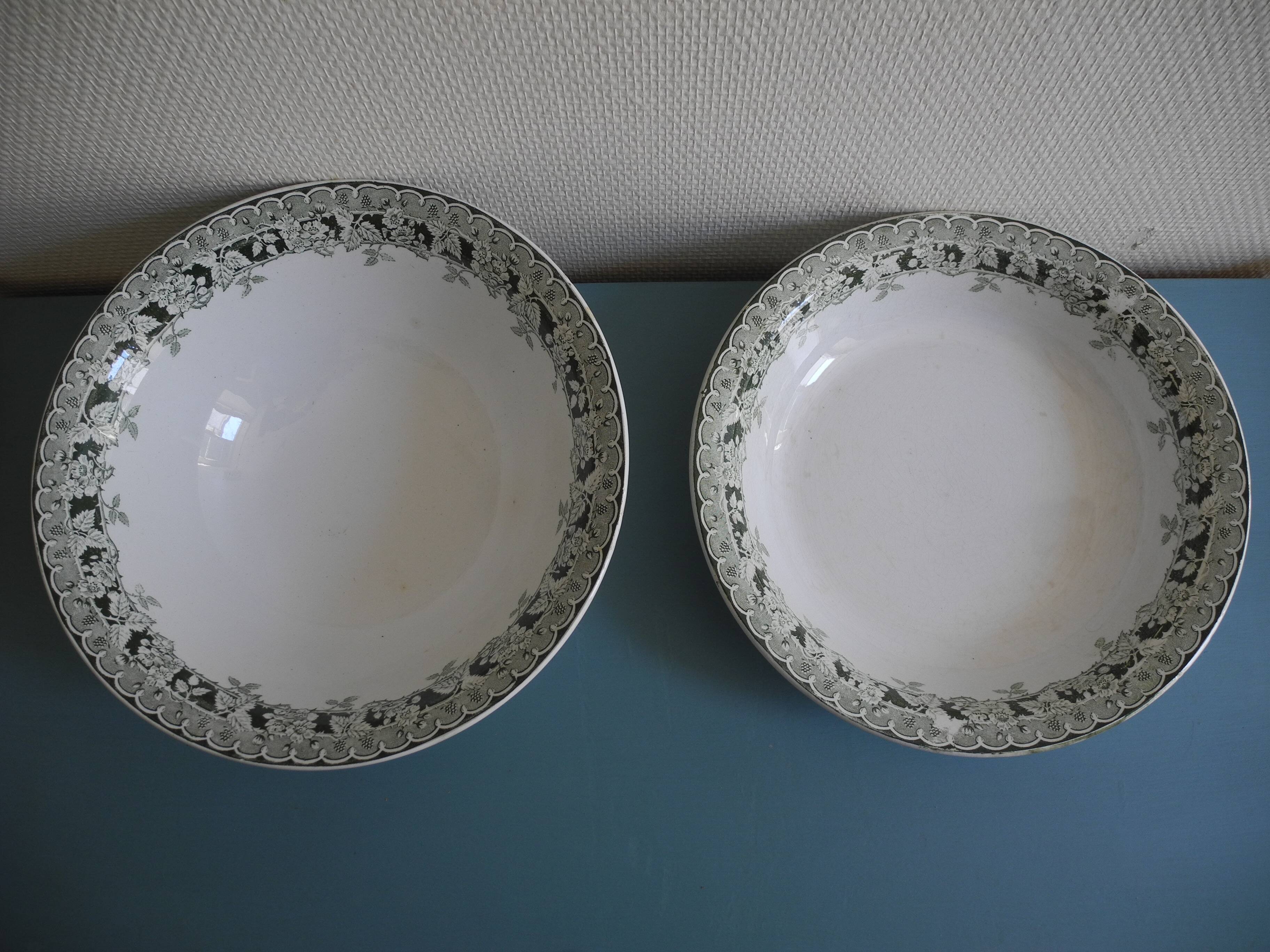 duo dishes salad bowl St Amand Murier antique French dishes salad bowl