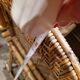 Adjustable vintage sun lounger in wicker and rattan
