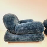 Pair of armchair - vintage - 1960s / 70s - petrol blue color.