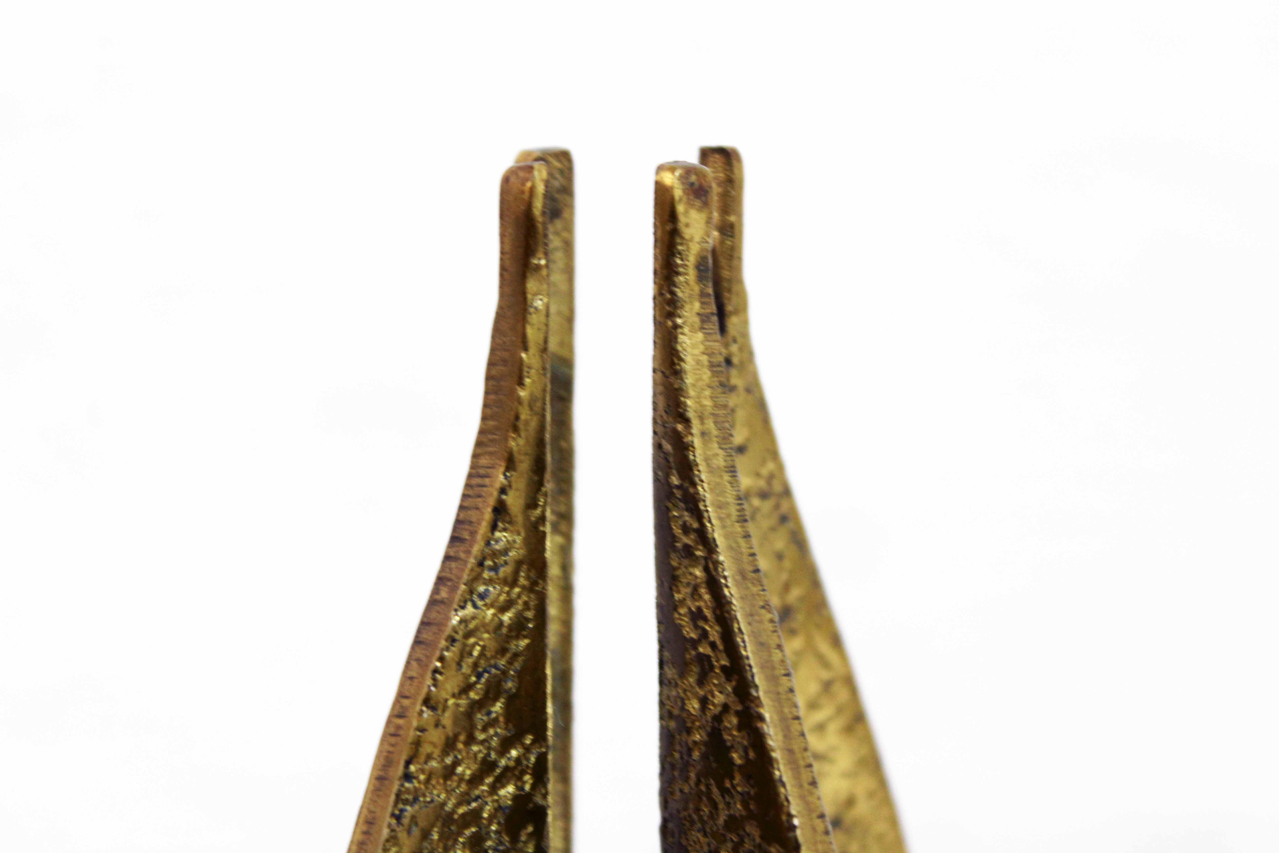 Brutalist bronze candle holder