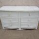 Commode blanche rotin osier incurvé