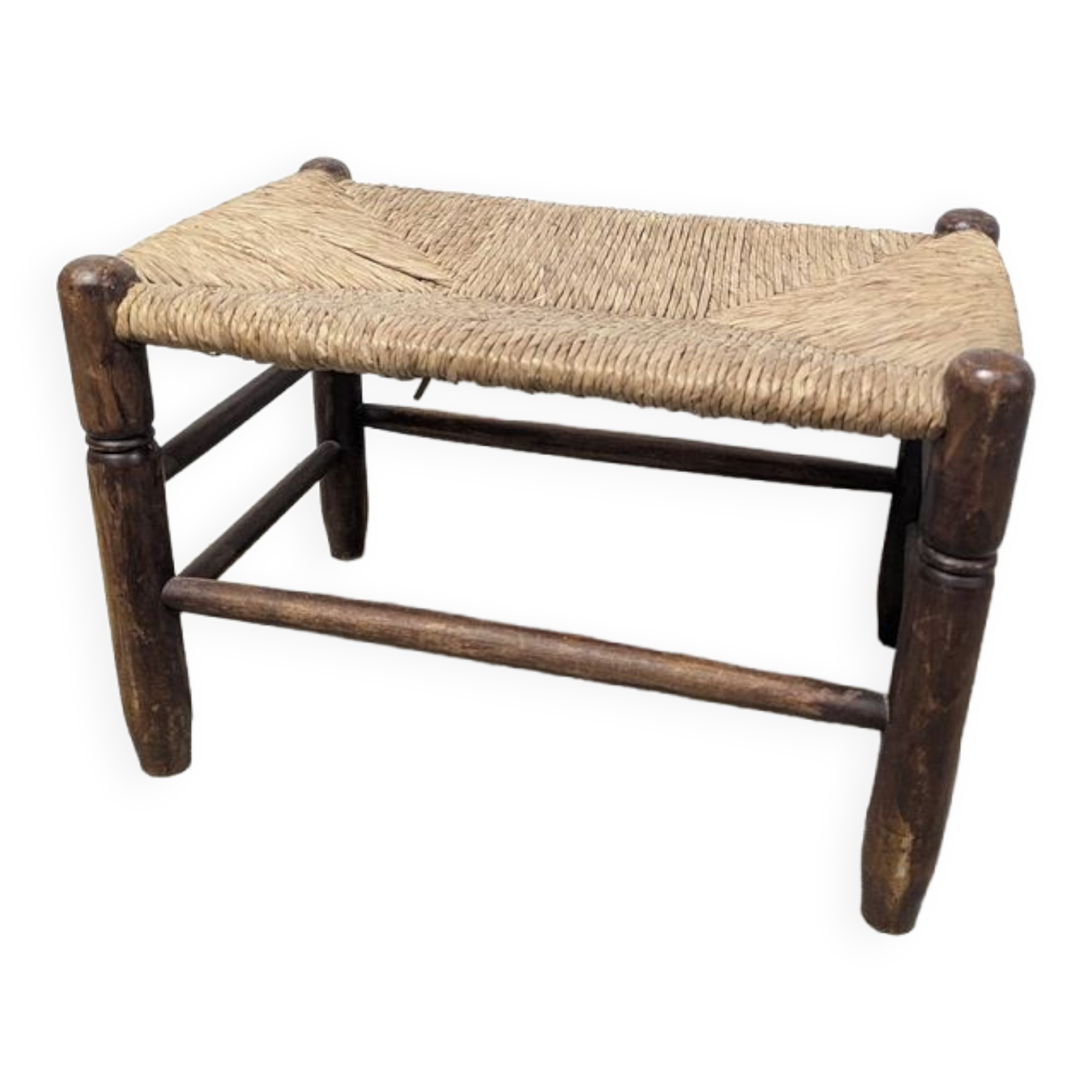 Wooden foot stool and straw
