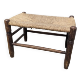 Wooden foot stool and straw