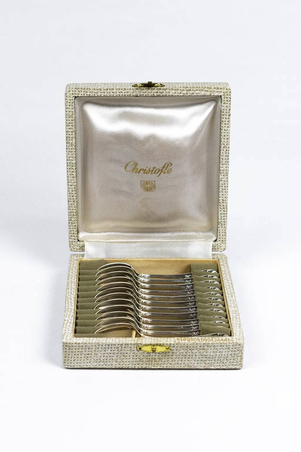 Christofle — 12 “Marly” silver-plated teaspoons, in their case