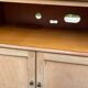 Louis Philippe two-door buffet, renovated TV unit in raw wood.