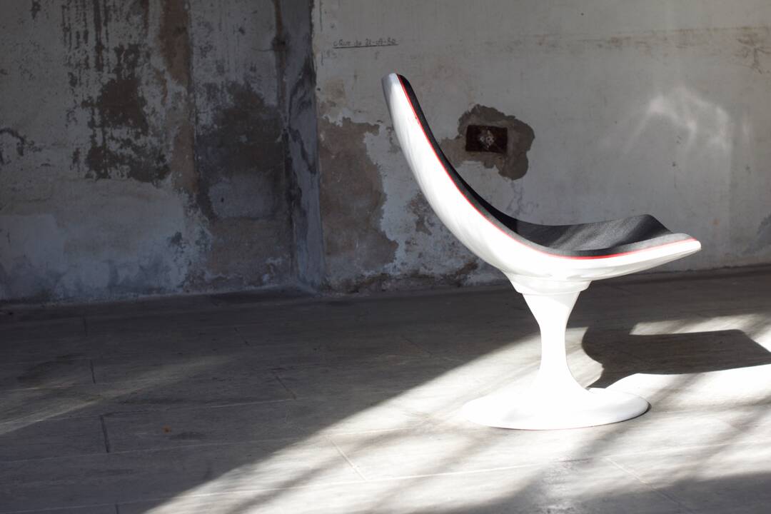 Space Age armchair lacquered fiber and fabrics 1970