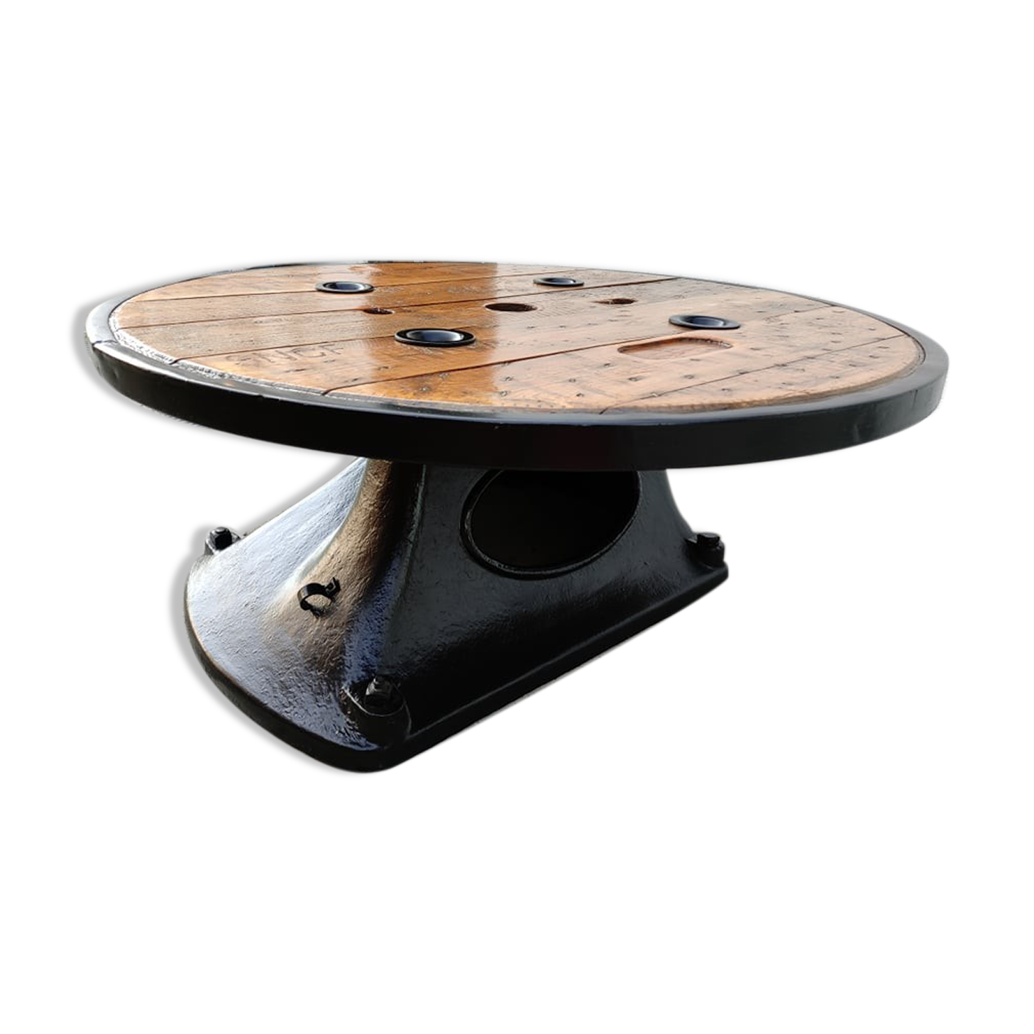 Unique Industrial Coffee Table Ringed Touret SNCF 120 cm.